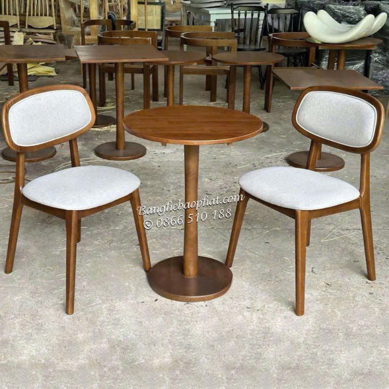 Bộ bàn ghế cafe gỗ nệm ghế secco lưng nệm 27 Bộ bàn ghế cafe gỗ nệm ghế secco lưng nệm