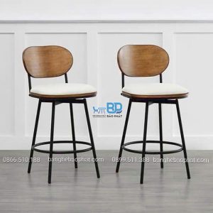 Ghế bar chân sắt gỗ nệm có mâm xoay ST2026
