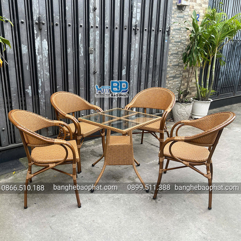 Ghế giả mây khung sắt sơn tĩnh điện