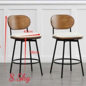 kích thước ghế bar chân sắt gỗ nệm có mâm xoay ST2026