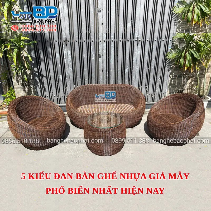 5 kiểu đan bàn ghế nhựa giả mây phổ biến nhất hiện nay