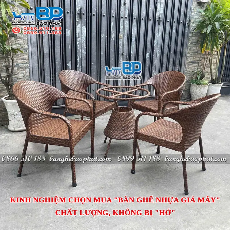 Kinh nghiệm chọn mua "bàn ghế nhựa giả mây" chất lượng, không bị "hớ"