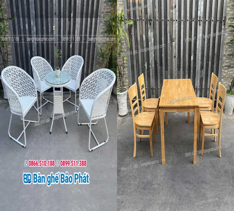 Nên chọn bàn ghế nhựa giả mây hay bàn ghế gỗ ngoài trời?