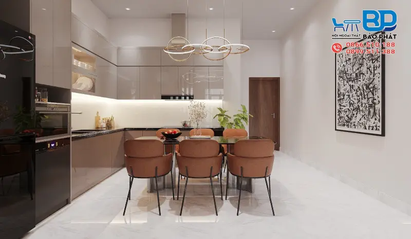 Phòng bếp phong thiết kế đương đại ấm áp
