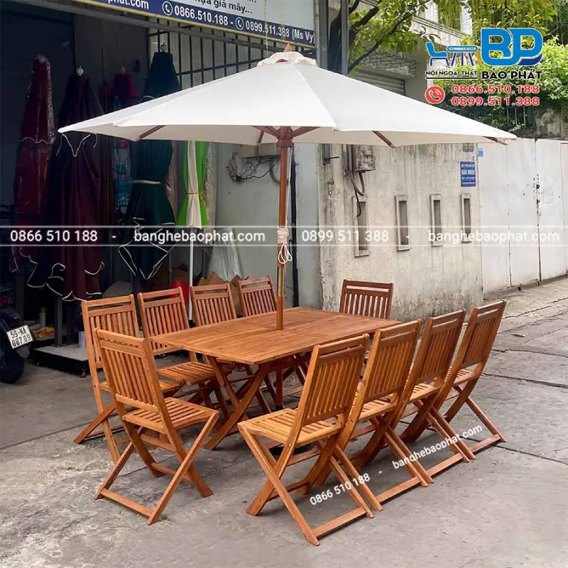 Bàn ghế cafe gấp gọn bằng gỗ có độ an toàn và tính thẩm mỹ cao