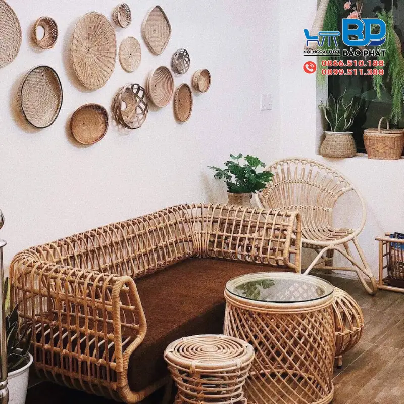 Bàn ghế cafe mây tre đan tự nhiên mang nét đẹp tự nhiên, gần gũi