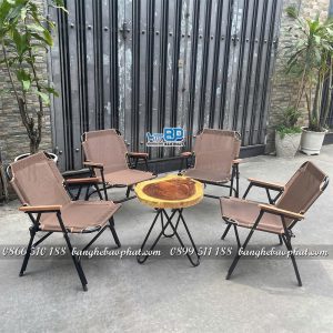 Bàn ghế cafe vỉa hè màu nâu bàn me tây