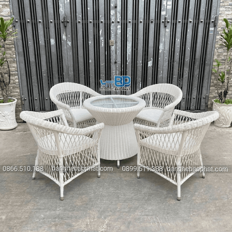 Bàn ghế nhựa giả mây BGNGMBP095