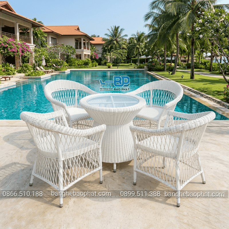 Bàn ghế nhựa giả mây BGNGMBP095