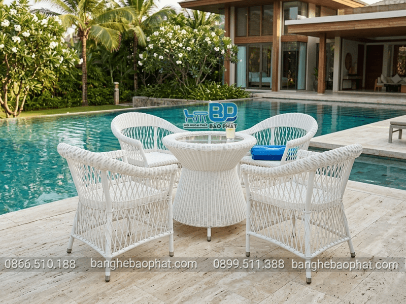 Bàn ghế nhựa giả mây ngoài trời BGNGMBP095