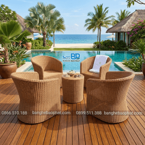 Bàn ghế nhựa giả mây resort BGNGMBP094