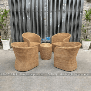 Bàn ghế nhựa giả mây resort xưởng bàn ghế Bảo Phát