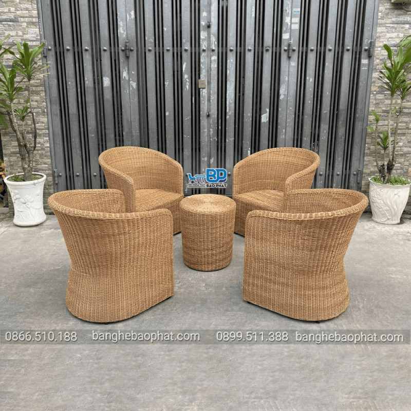 Bàn ghế nhựa giả mây resort xưởng bàn ghế Bảo Phát