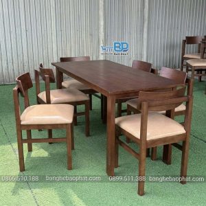 Bộ bàn ghế ăn gỗ nệm 6 ghế lưng gỗ