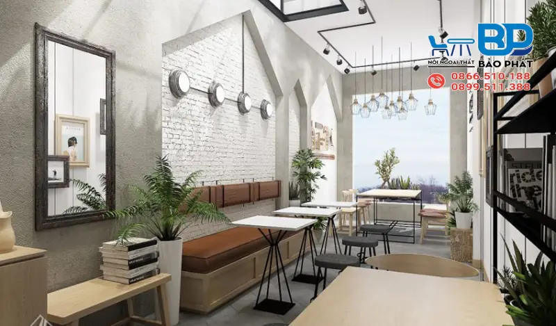 Bố trí nội thất hợp lý giúp quán cafe nhà ống trở nên rộng rãi hơn