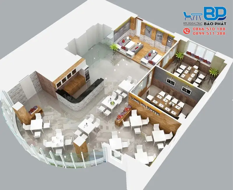 Các khu vực cần thể hiện đầy đủ và chi tiết trên bản vẽ thiết kế quán cafe nhỏ