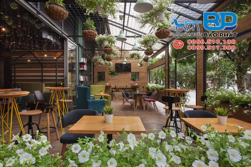 Đắm mình trong thiên nhiên với concept thiết kế quán cafe không gian mở