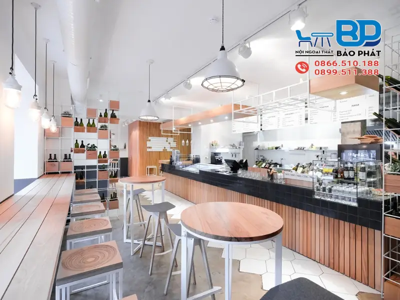 Đẹp mê với mẫu thiết kế quán cafe nhà ống đầy ánh sáng