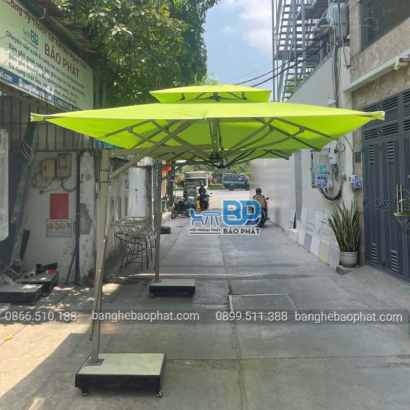 Dù che nắng lệch tâm vuông 2,5 mét tán dù may không bèo 16 Dù che nắng lệch tâm vuông 2,5 mét tán dù may không bèo