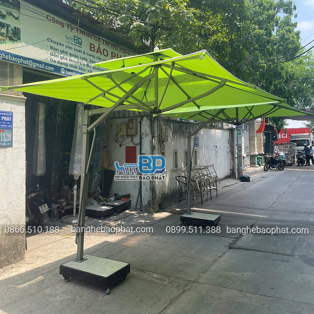 Dù che nắng lệch tâm vuông 2,5 mét tán dù may không bèo 7 Dù che nắng lệch tâm vuông 2,5 mét tán dù may không bèo