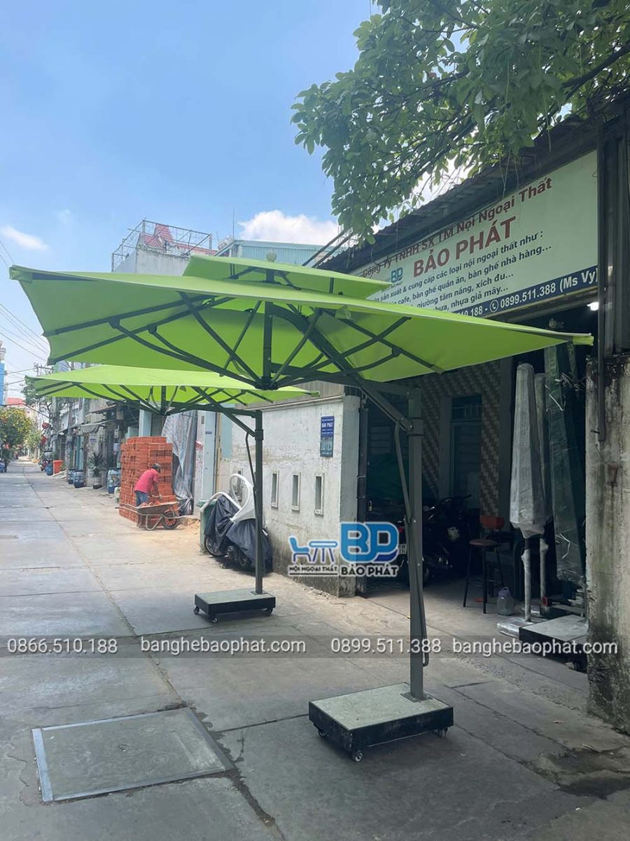 Dù che nắng lệch tâm vuông 2,5 mét tán dù may không bèo 17 Dù che nắng lệch tâm vuông 2,5 mét tán dù may không bèo