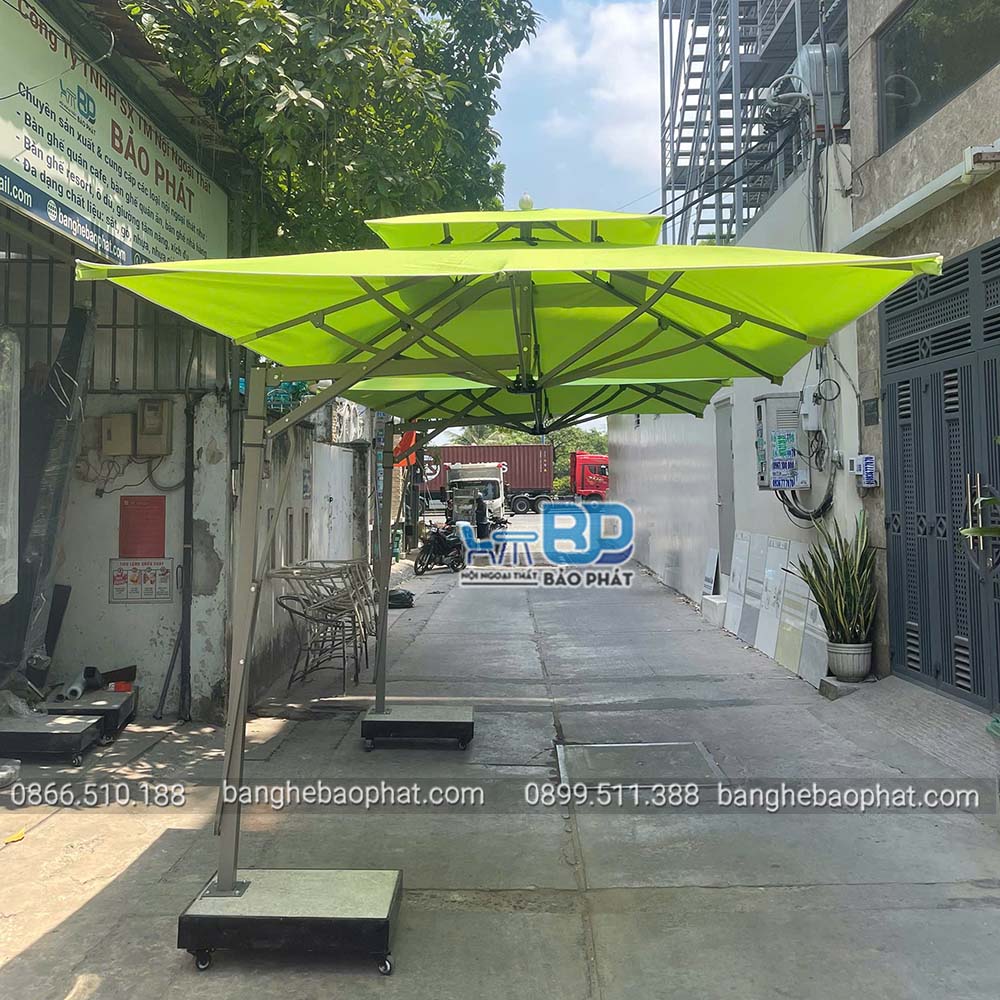 Dù che nắng lệch tâm vuông 2,5 mét tán dù may không bèo 9 Dù che nắng lệch tâm vuông 2,5 mét tán dù may không bèo