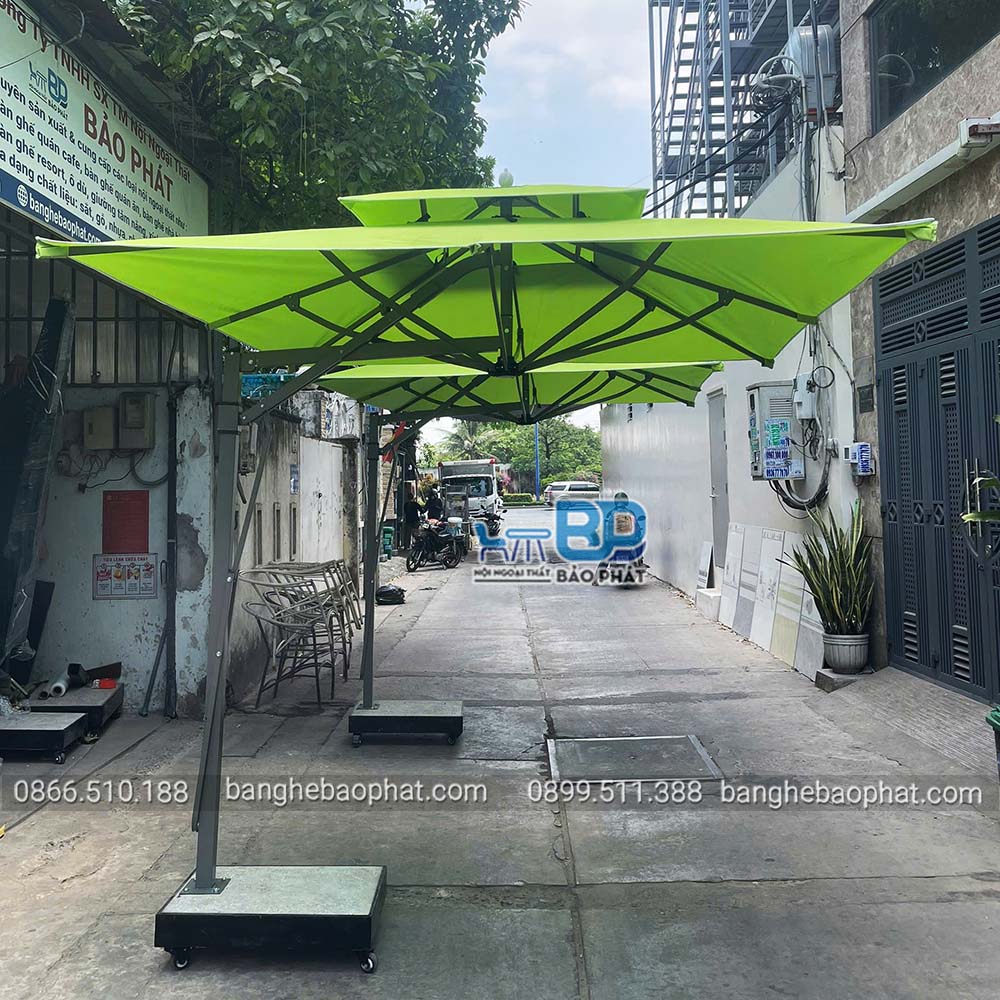 Dù che nắng lệch tâm vuông 2,5 mét tán dù may không bèo 6 Dù che nắng lệch tâm vuông 2,5 mét tán dù may không bèo