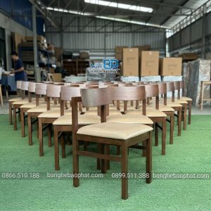 ghế ăn gỗ nệm 6 ghế lưng gỗ
