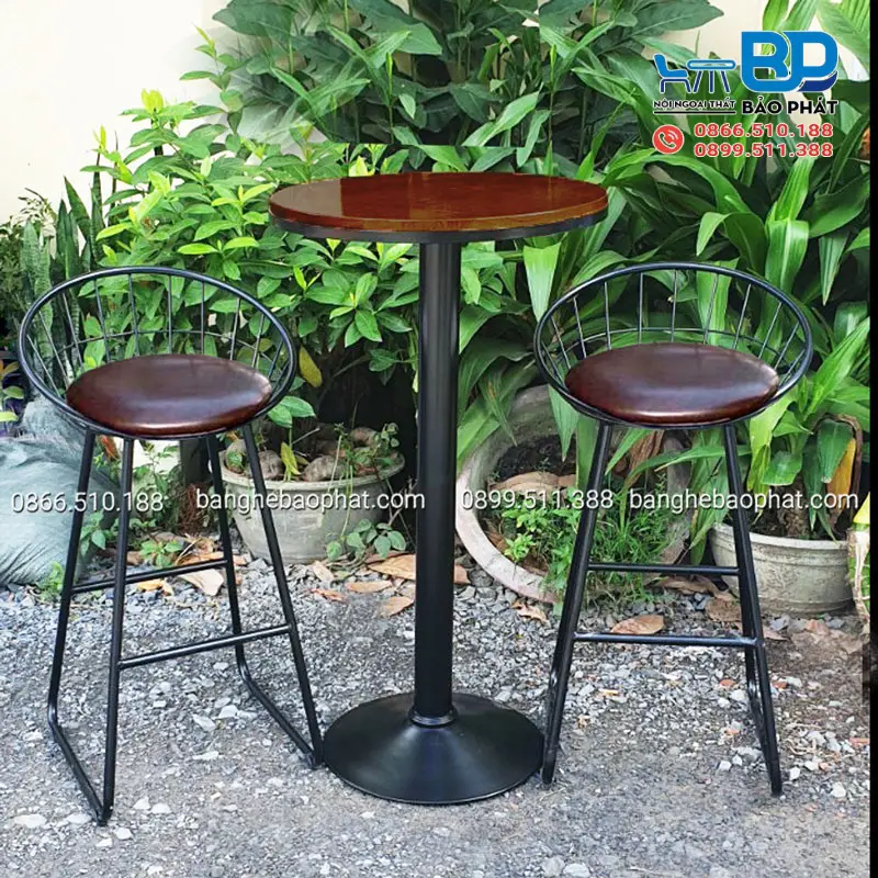 Ghế bar chân sắt bọc nệm