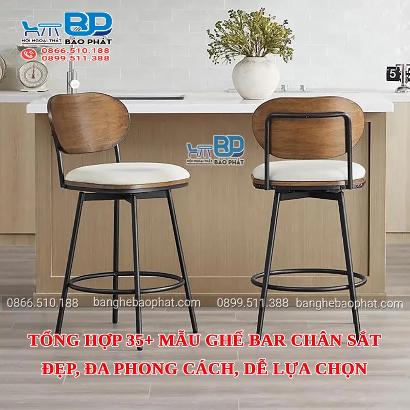 Tổng hợp 35+ mẫu ghế bar chân sắt đẹp, đa phong cách, dễ lựa chọn