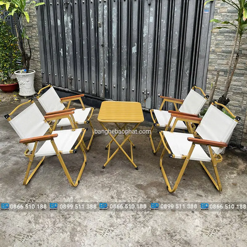 Ghế cắm trại lưới gấp gọn 1 bàn 4 ghế