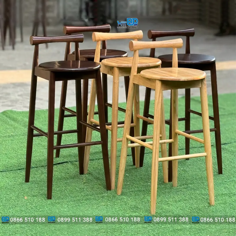 Ghế quầy bar gỗ bền bỉ sử dụng lâu dài
