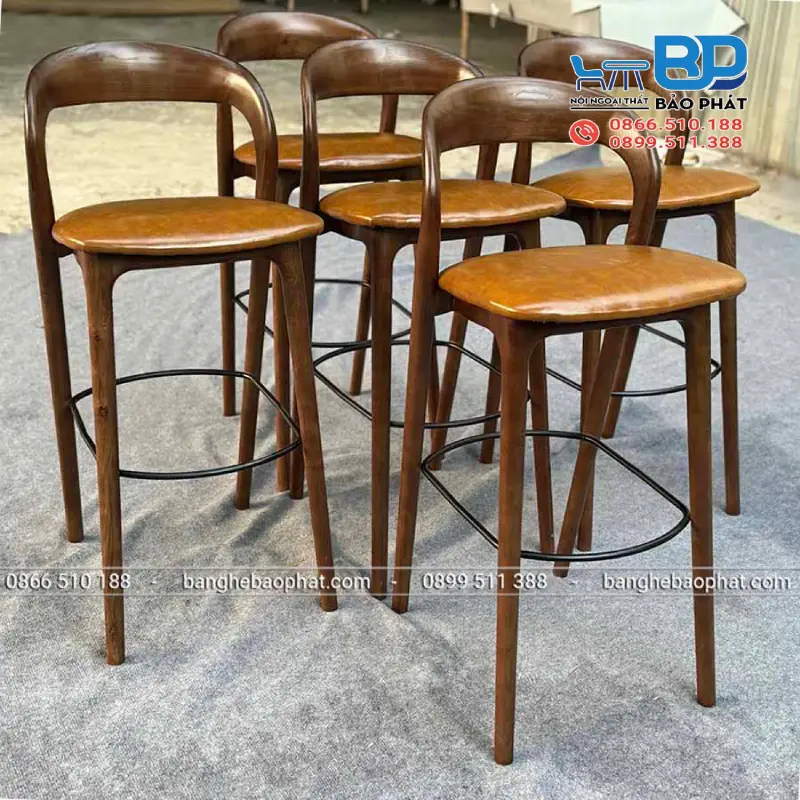 Ghế quầy bar gỗ Neva kết hợp nệm