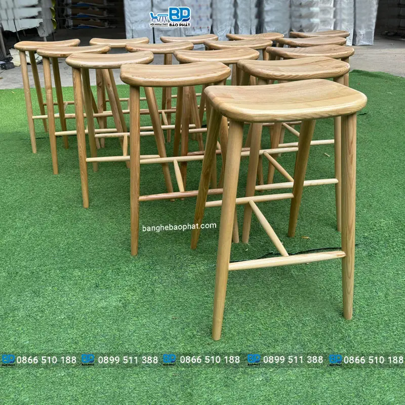 Ghế quầy bar gỗ tự nhiên không tựa