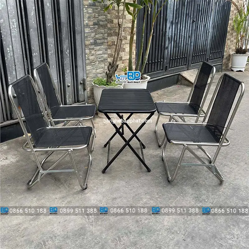 Ghế xếp inox 304 lưng thấp