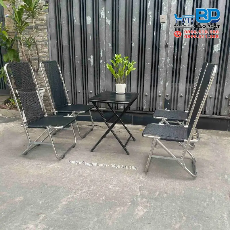 Ghế xếp inox 304 xếp gọn