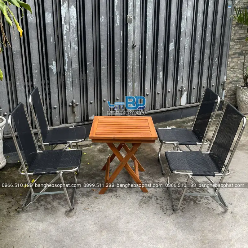 Ghế xếp inox lưng cao xếp gọn