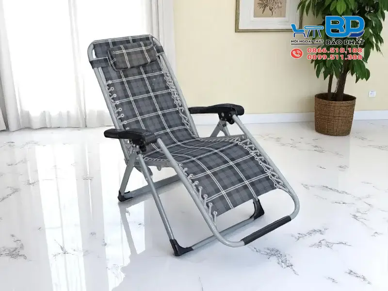 Ghế xếp nằm ngủ tựa vải bố chắc chắn