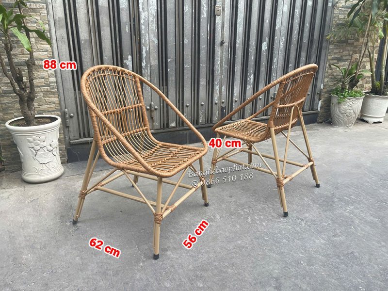 Bàn ghế nhựa giả mây BGNGMBP093 13 kích thước ghế nhựa giả mây BGNGMBP093