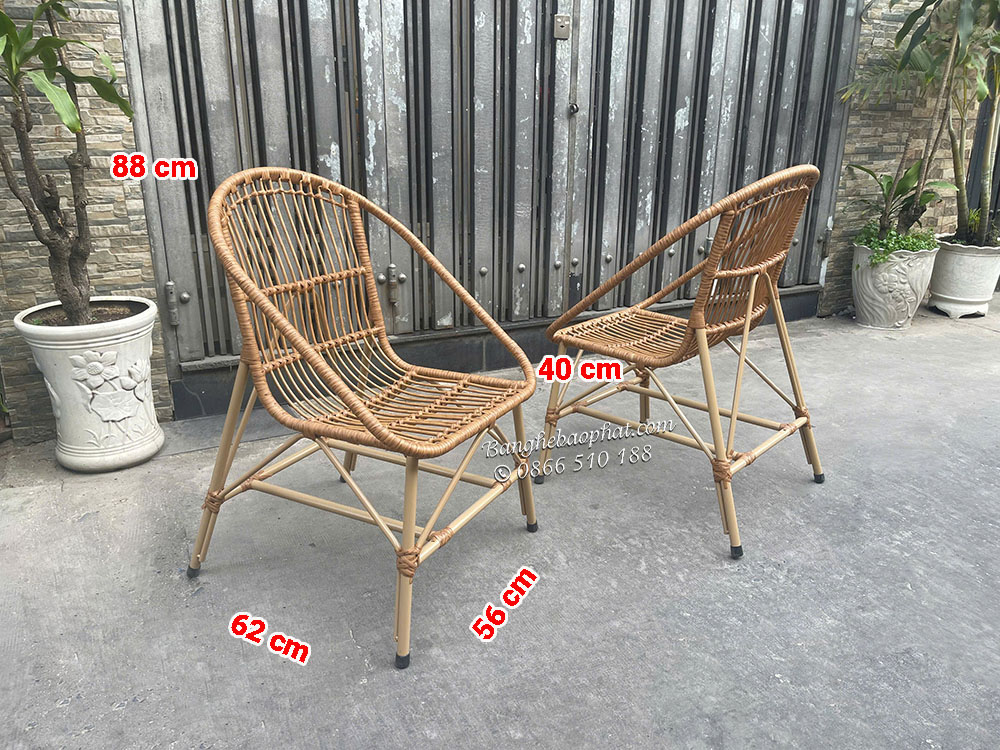 Bàn ghế nhựa giả mây BGNGMBP093 7 kích thước ghế nhựa giả mây BGNGMBP093