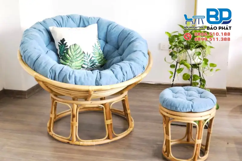 Mẫu ghế mây thư giãn dạng tròn ấn tượng cho không gian
