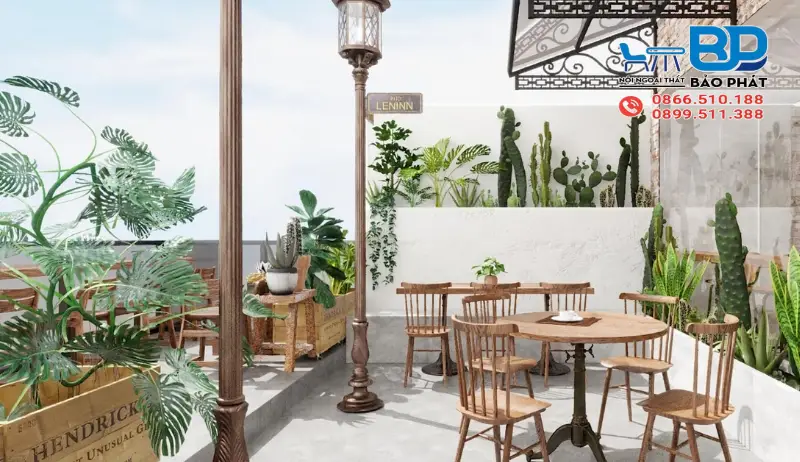 Mẫu thiết kế quán cafe không gian mở mang phong cách hiện đại
