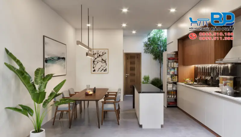 Phòng bếp phong cách Bauhaus tiện nghi