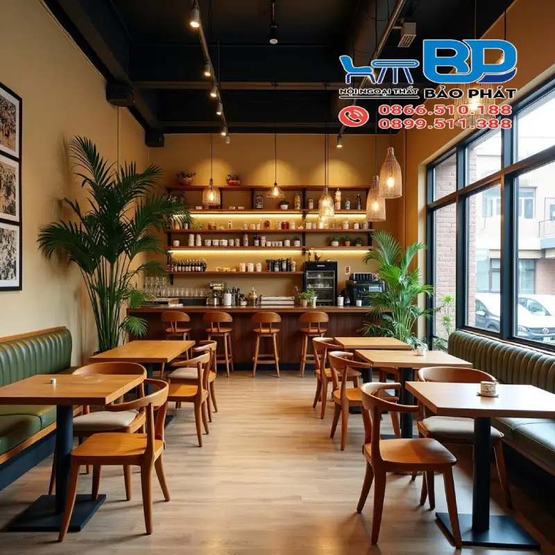 Phong cách thiết kế quán cafe Highland truyền thống kết hợp hiện đại ấn tượng