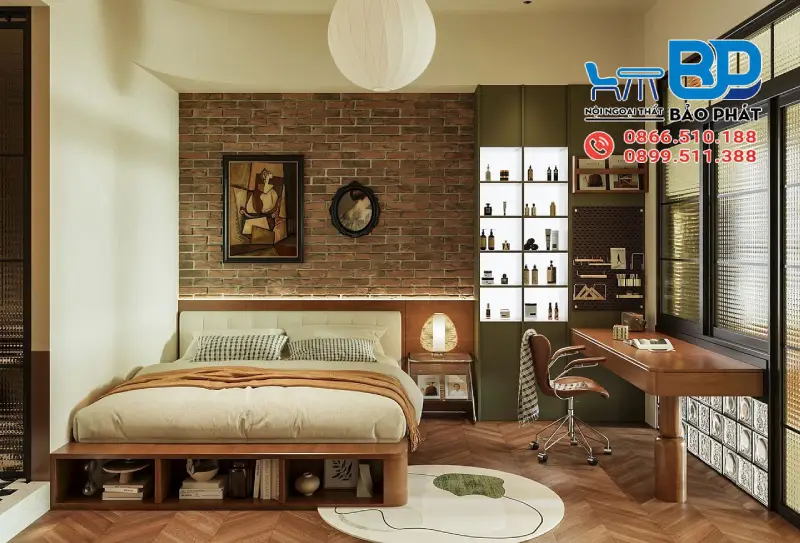 Phòng ngủ phong cách Mid Century Modern tinh tế, gần gũi