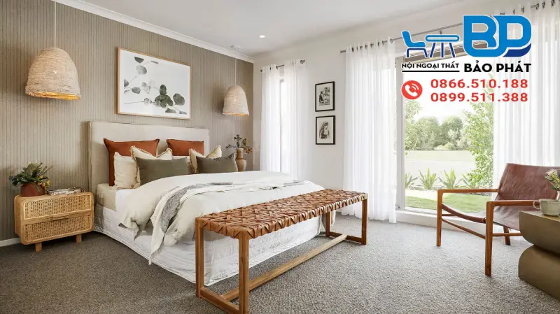 Phòng ngủ phong cách thiết kế đồng quê nhẹ nhàng, thư giãn