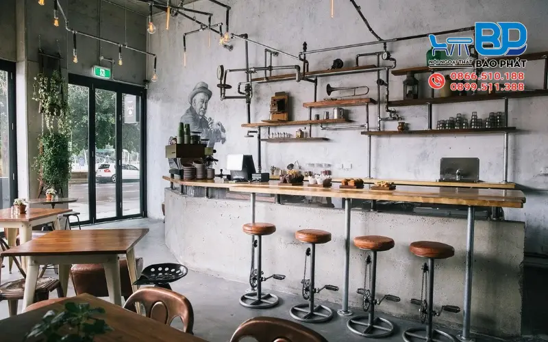 Quán cafe bình dân phong cách công nghiệp cá tính