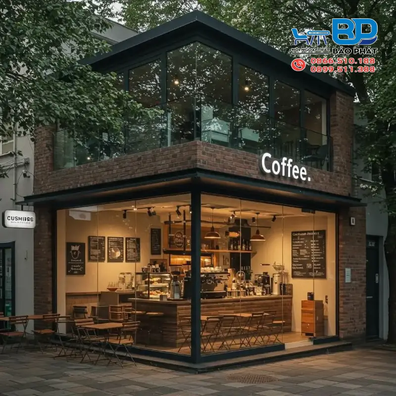 Thiết kế quán cafe góc 2 mặt tiền phong cách vintage đầy hoài niệm