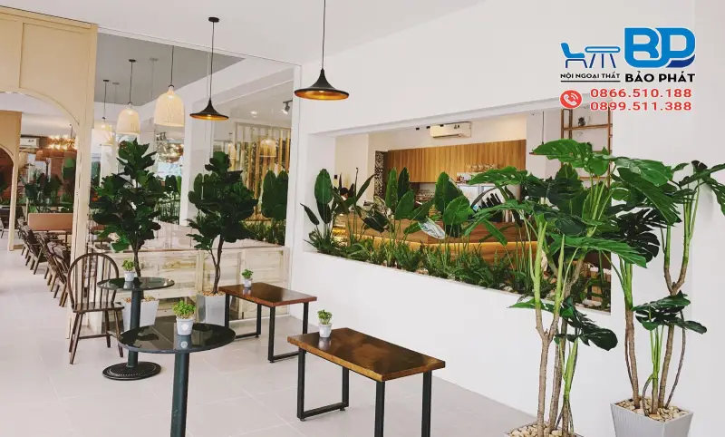 Thiết kế quán cafe hiện đại với không gian xanh gần gũi với thiên nhiên