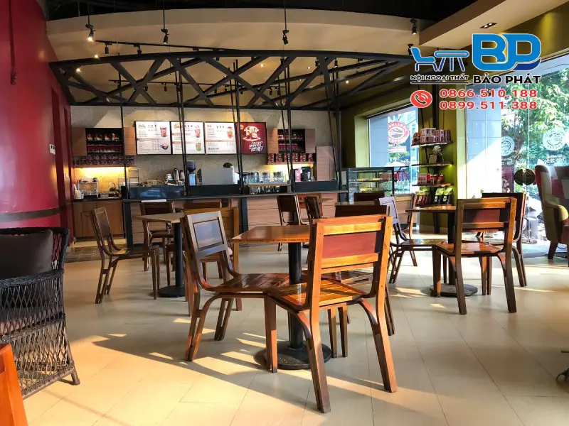 Thiết kế quán cafe Highland hiện đại tối giản